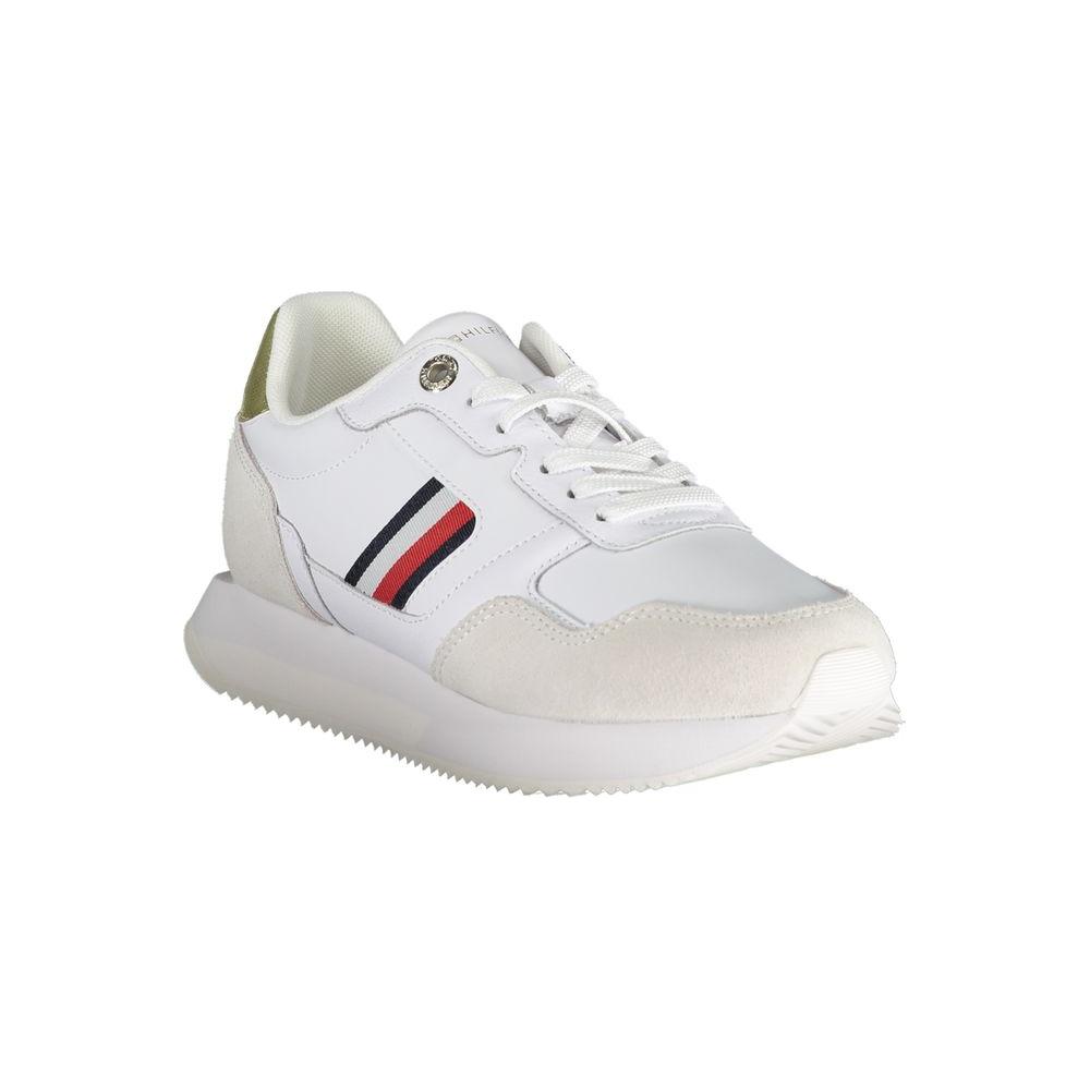 Tommy Hilfiger White Leather Women Sneaker Tommy Hilfiger Light Gray
