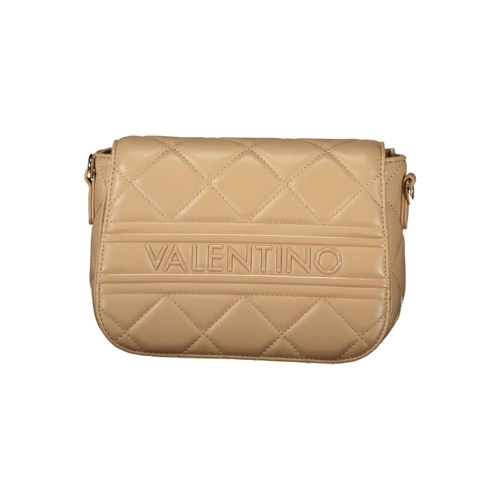 Valentino Bags beige polyethylene women's handbag with adjustable shoulder strap and prominent logo detail, perfect for elegance.