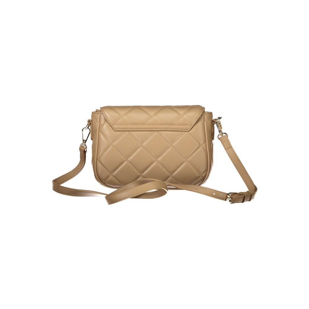 Valentino Bags beige polyethylene women handbag with adjustable strap, featuring quilted design, perfect for elegant outings.