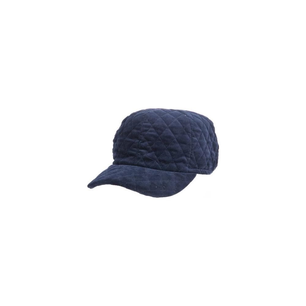 Denny Rose blue cotton hat with visor and logo, featuring a quilted design for stylish sun protection.