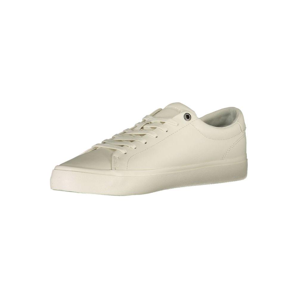 Tommy Hilfiger White Leather Men Sneaker Tommy Hilfiger Gray