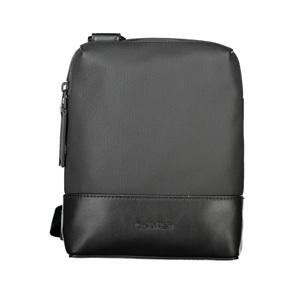 Calvin Klein black polyester men's shoulder bag with zip closure and logo, perfect for style and organization.