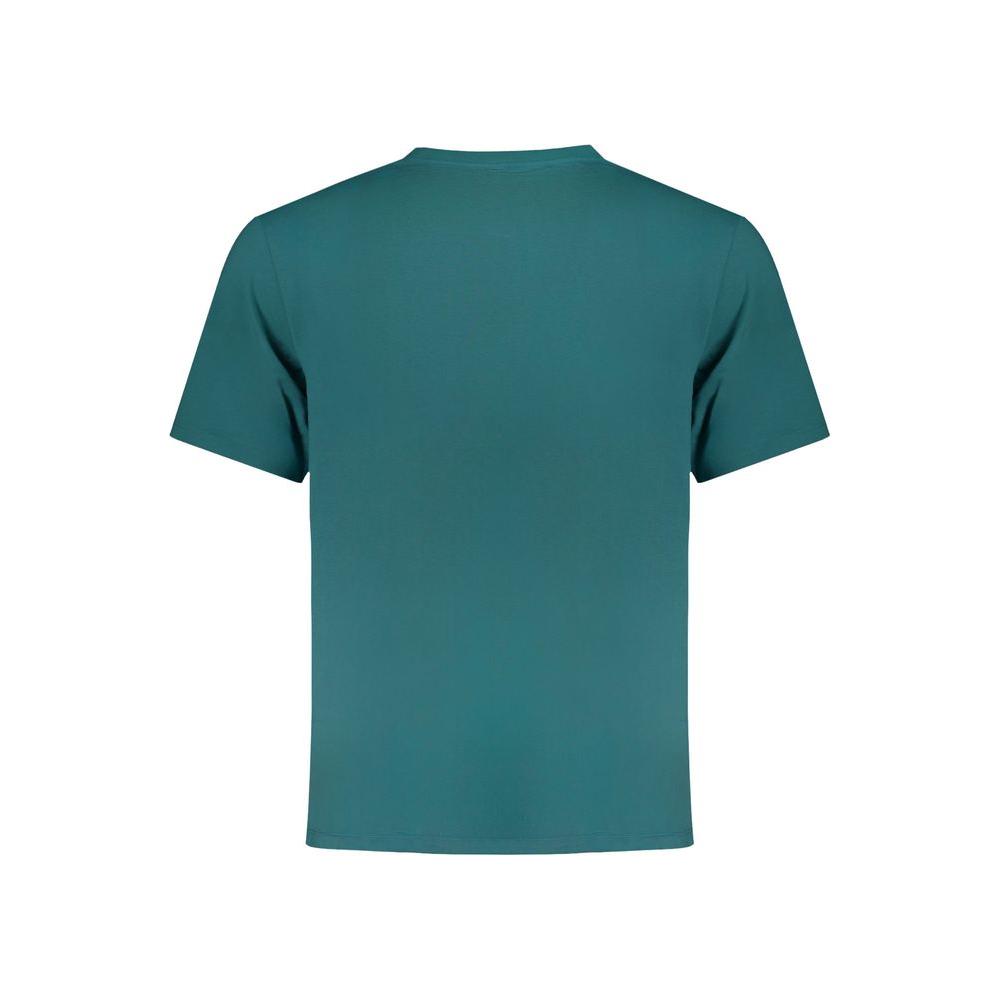 Wrangler green cotton short sleeve t-shirt, graphic tee with crew neck, back view.
