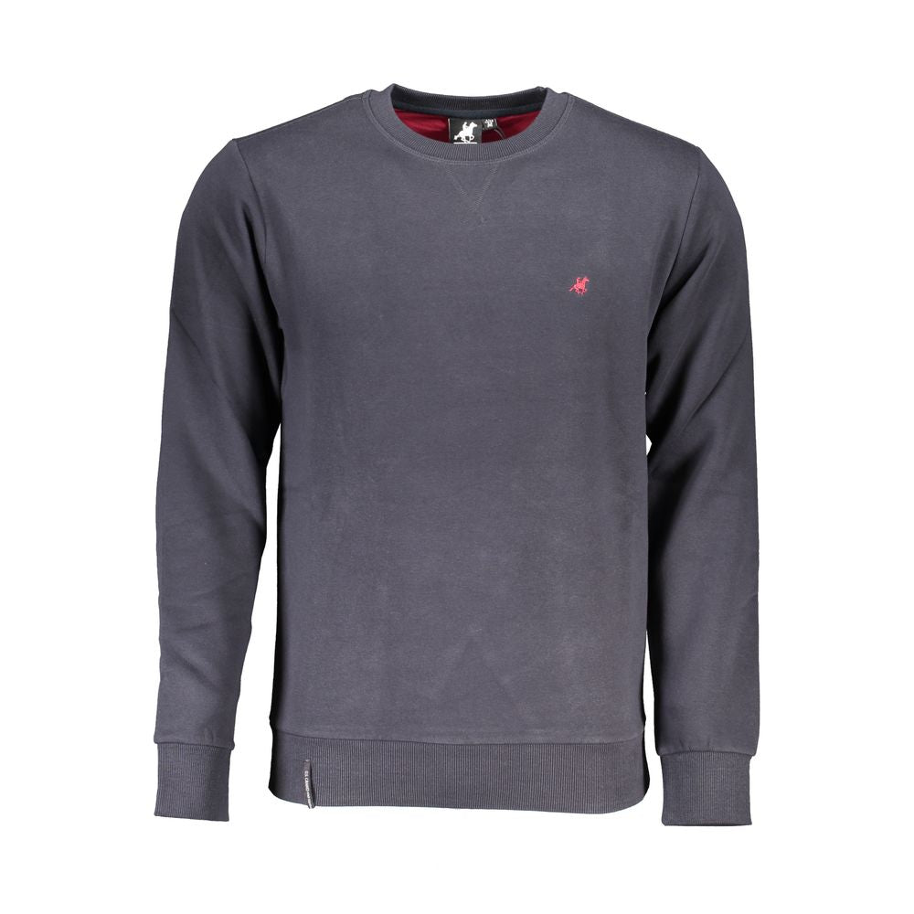 U.S. Grand Polo Blue Cotton Sweater - Long-sleeved, crew neck, fleece material with embroidery logo.