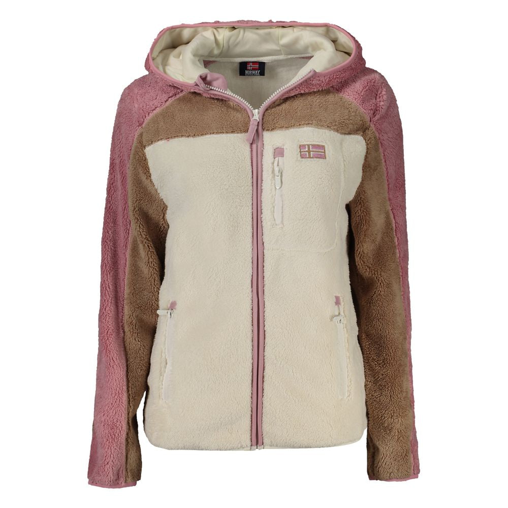 Norway 1963 white polyester women's hooded jacket with contrasting accents and embroidered logo, showcasing style and functionality.