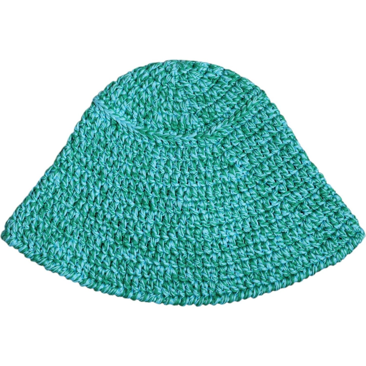 Dolce & Gabbana green cotton crochet bucket hat with DG logo, made in Italy. Fashionable women's accessory.
