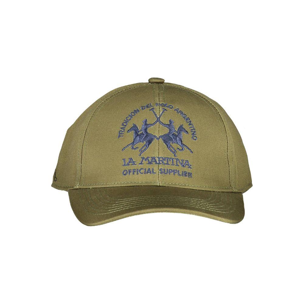 La Martina green cotton men's cap with embroidered logo and blue detailing, luxurious sports accessory