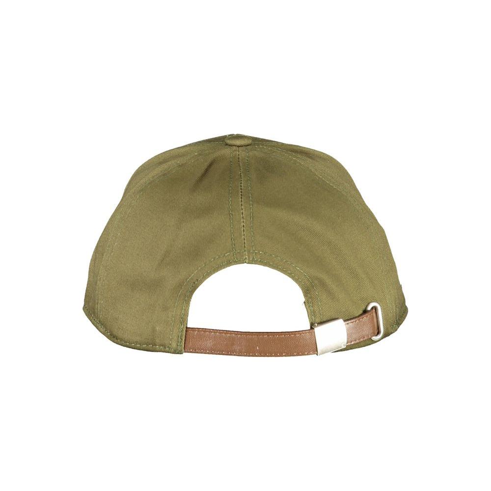 Rear view of a La Martina green cotton men's cap featuring a brown adjustable strap.