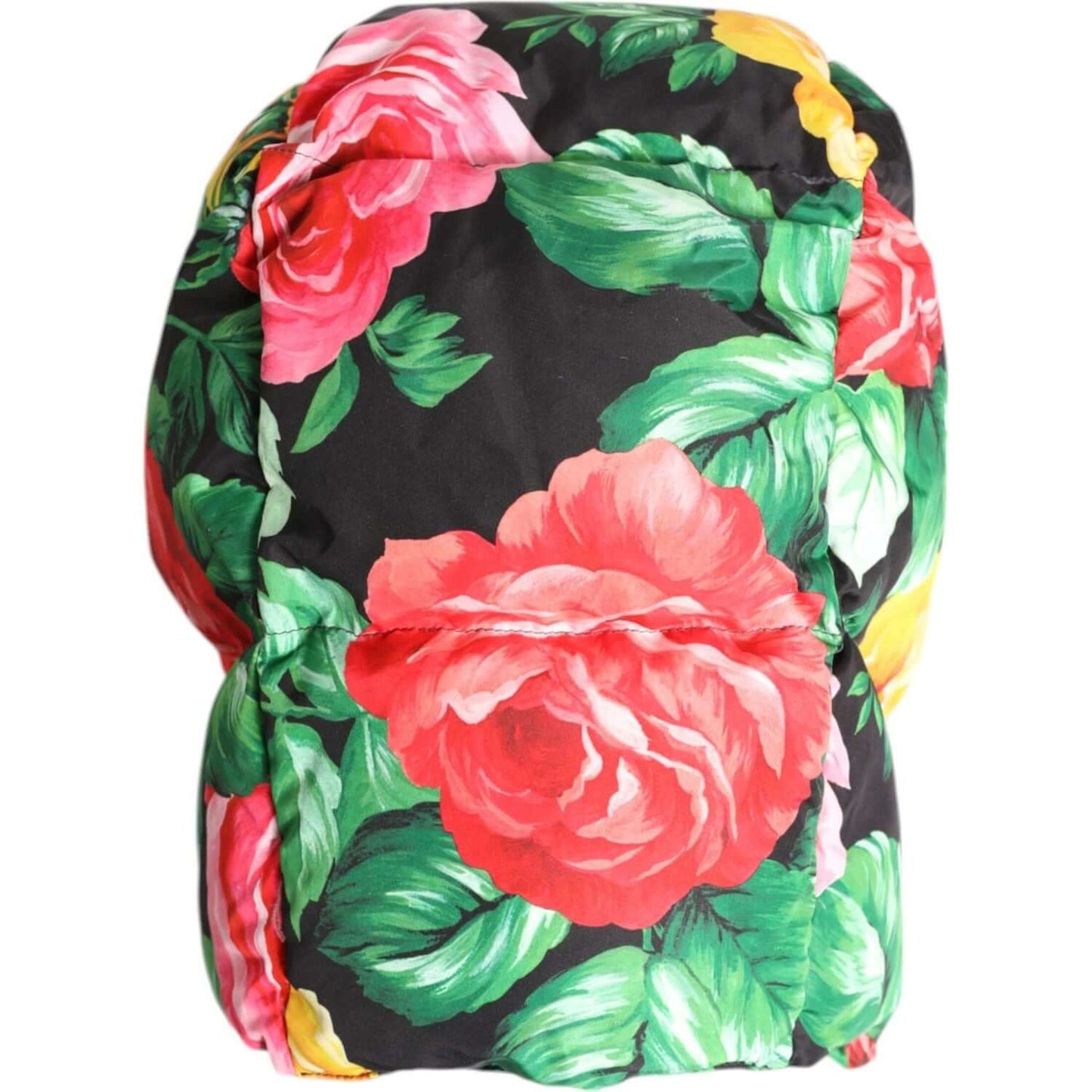 Dolce & Gabbana multicolor floral print head wrap hat with red and green floral design, made of 100% polyester. Made in Italy.