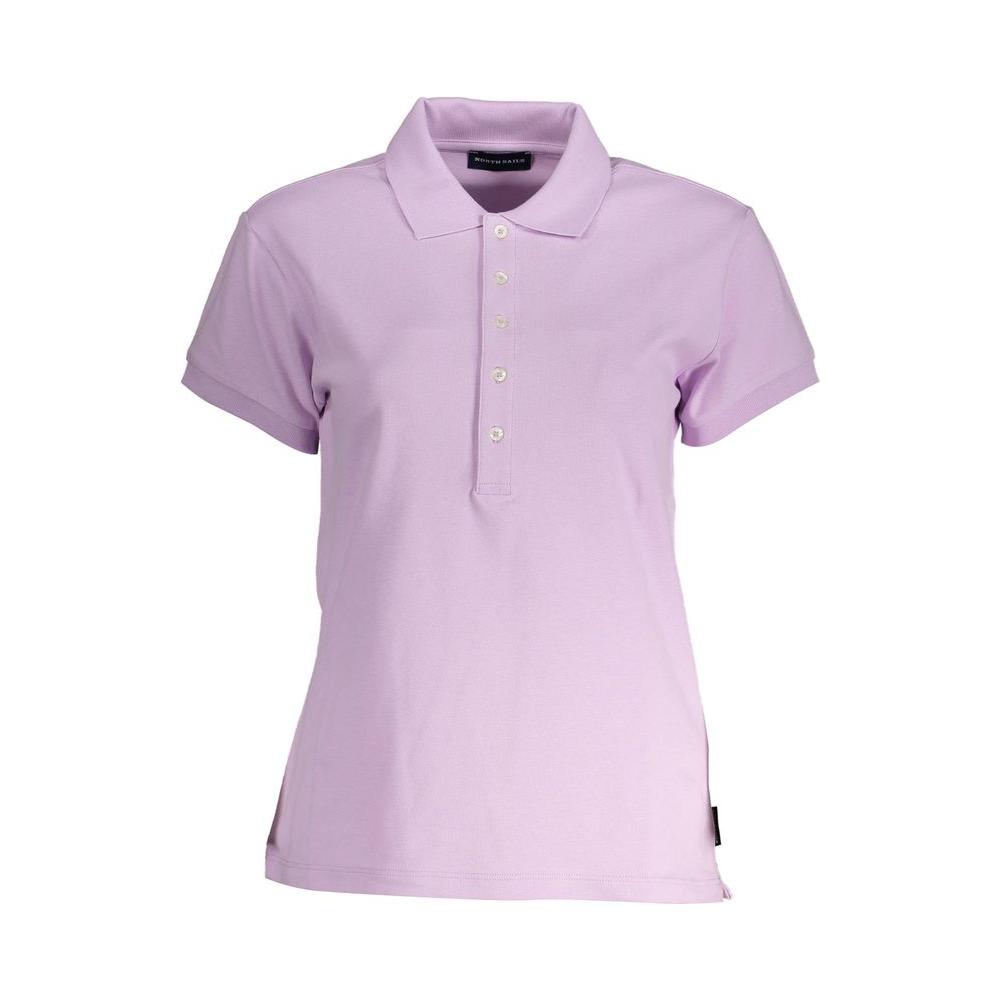 North Sails pink cotton polo shirt for women, featuring short sleeves, five-button design, and eco-friendly organic cotton blend.