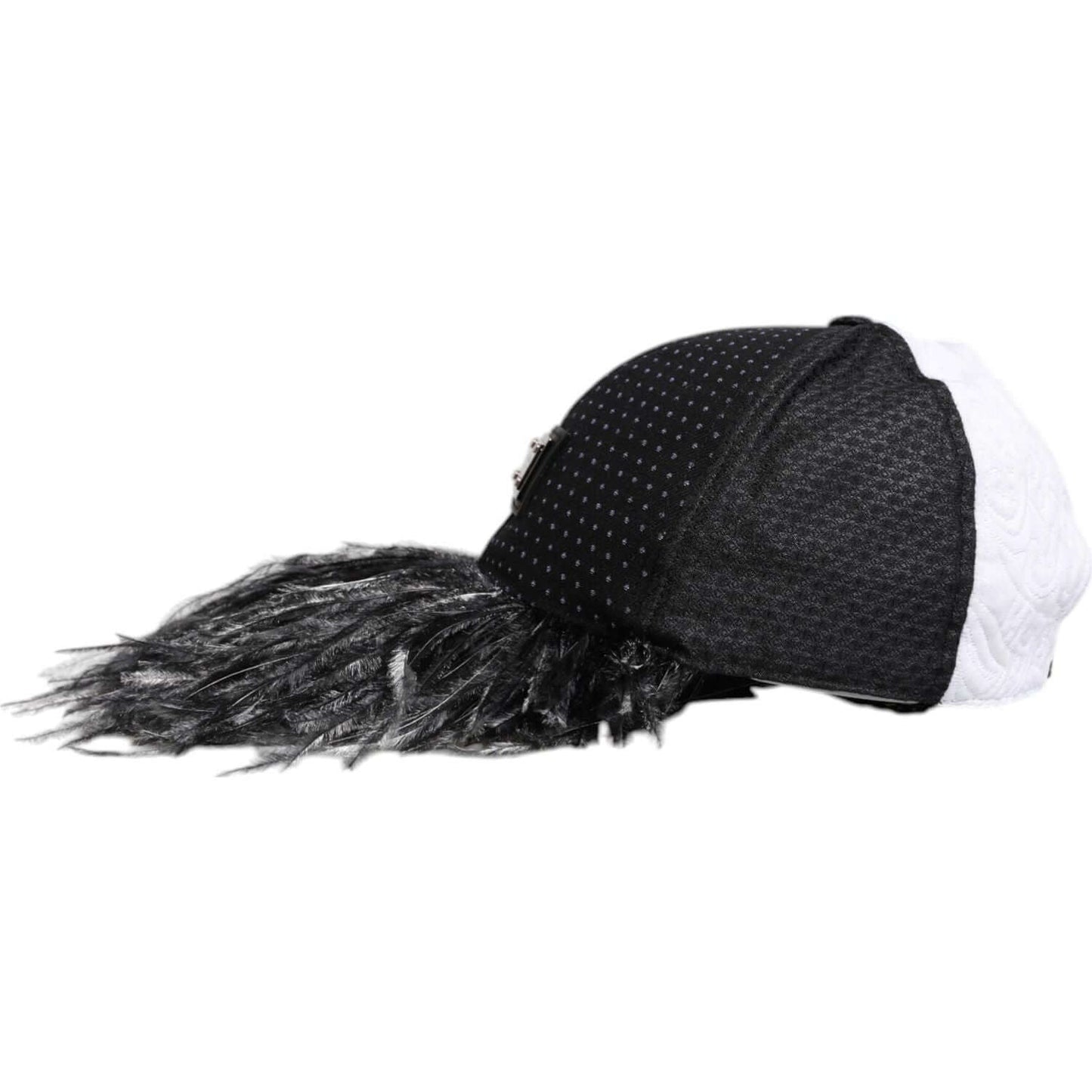 Dolce & Gabbana White Black Polka Dot Feathers Baseball Cap Dolce & Gabbana Dark Slate Gray
