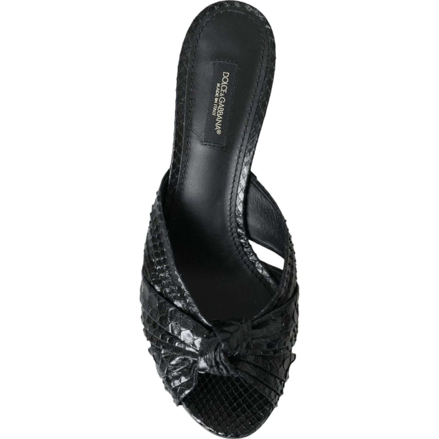 Dolce & Gabbana Black Python Leather Heels Slides Shoes Dolce & Gabbana Dark Slate Gray