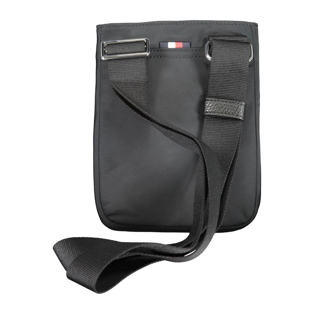 Tommy Hilfiger Black Polyester Shoulder Bag with adjustable strap, external and internal pockets, contrasted logo details.