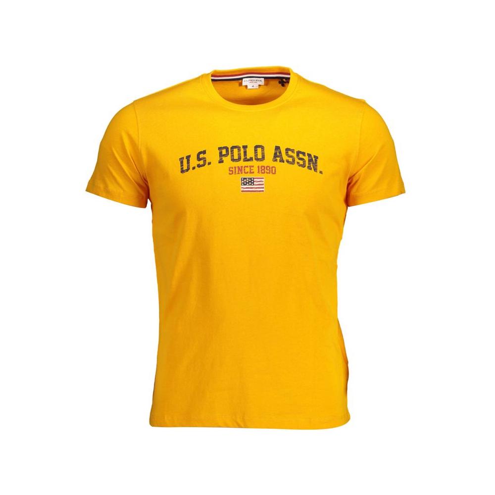 U.S. POLO ASSN. orange cotton men’s t-shirt with short sleeves and logo print, perfect for casual wear, 100% cotton for comfort.