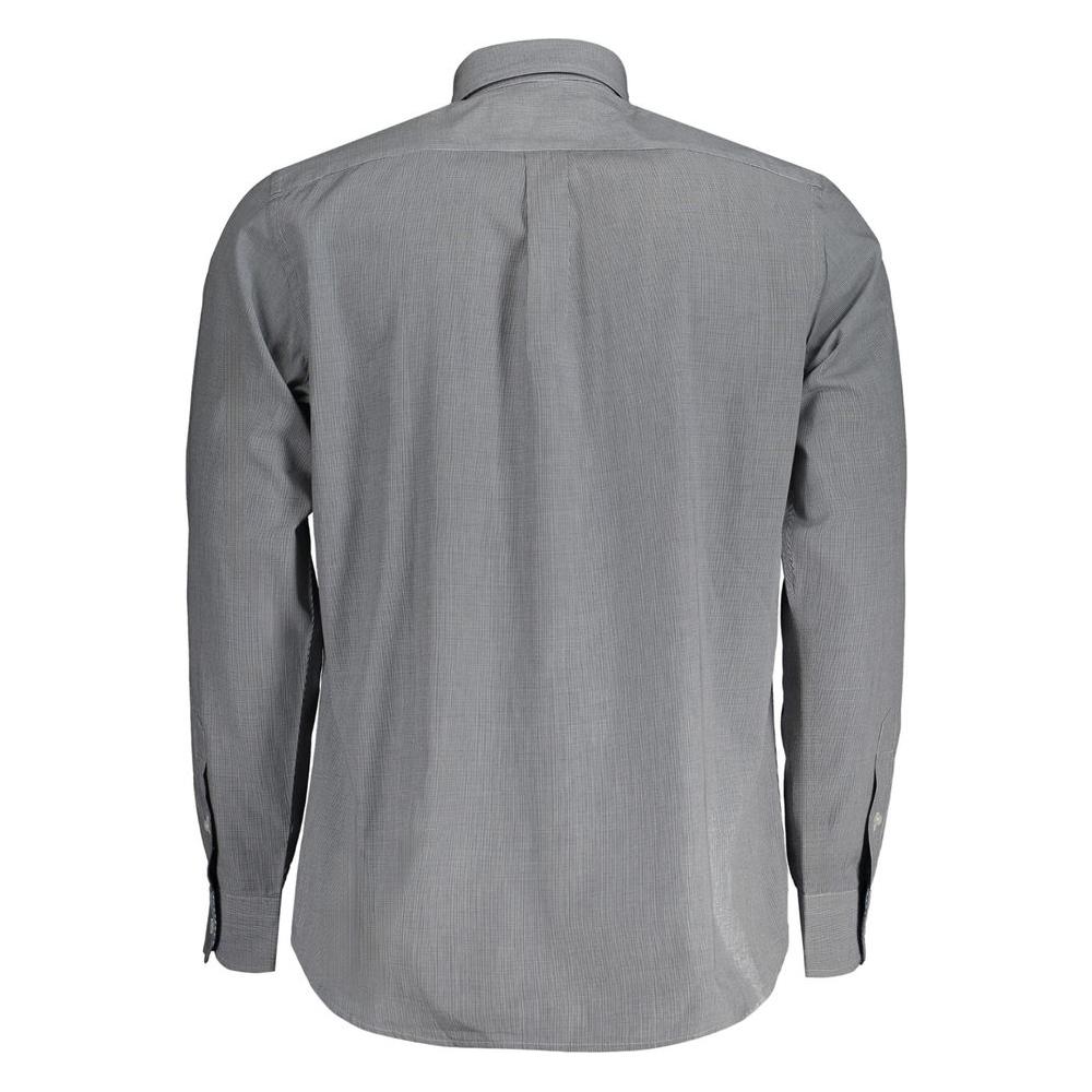 Harmont & Blaine blue cotton checked long-sleeve shirt, regular fit, button-down collar, contrasting cuffs, organic cotton