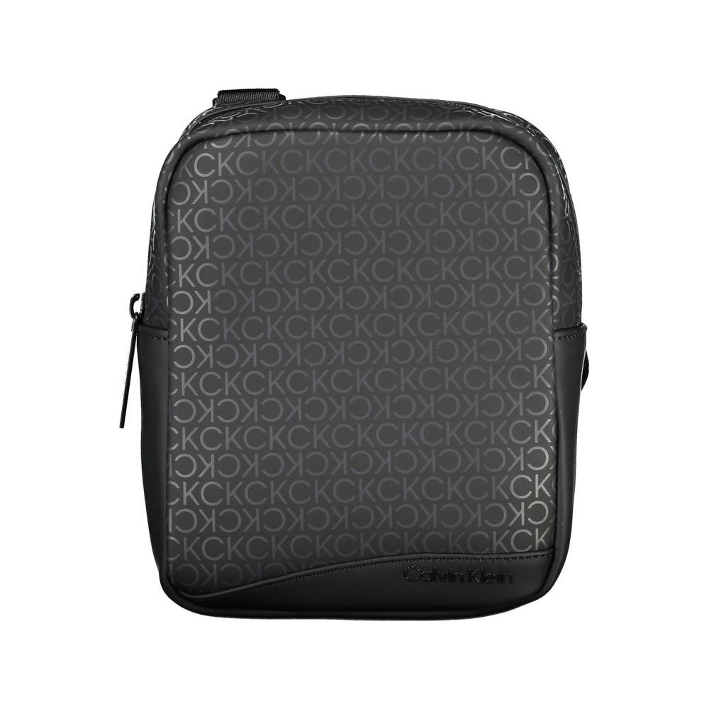 Calvin Klein sleek black shoulder bag with CK pattern and contrasting accents