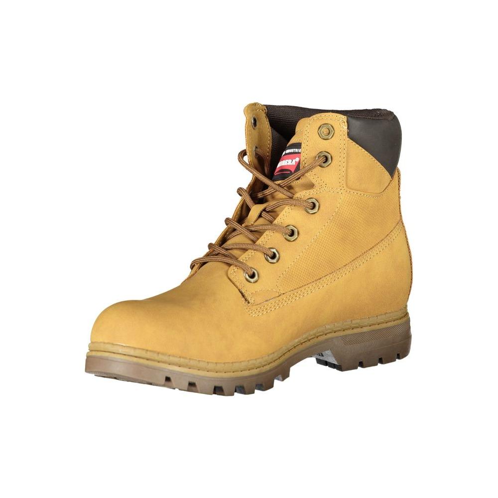 Carrera Vibrant Yellow Lace-Up Boots with Logo Detail Carrera Dark Khaki