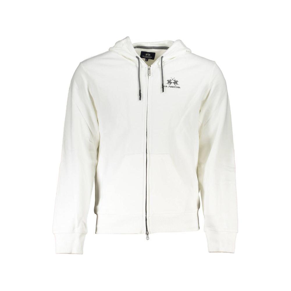 La Martina Elegant White Hooded Sweatshirt for Men La Martina Beige
