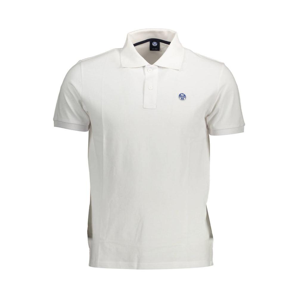 North Sails white cotton men's polo shirt with logo applique, short-sleeve, two-button placket; classic and sophisticated design.