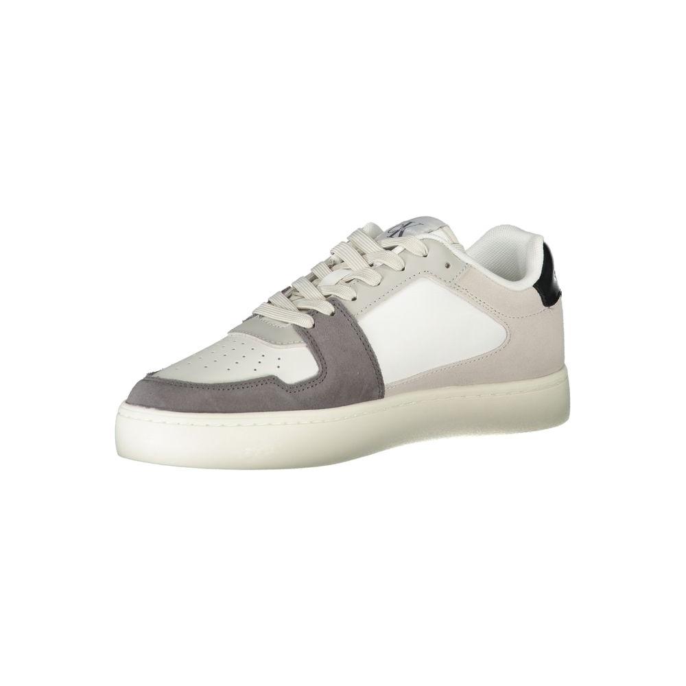 Calvin Klein White Polyester Men Sneaker Calvin Klein Light Gray