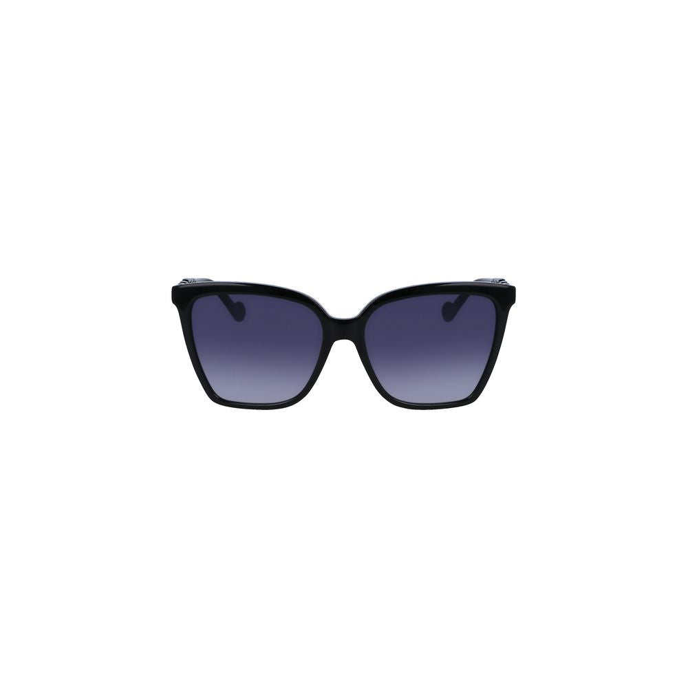 Liu Jo black bio-injected women's sunglasses with square lenses and sleek plastic frame, perfect for a stylish and modern look.