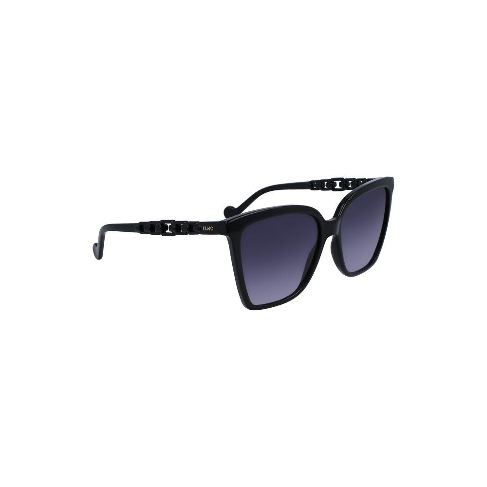 Liu Jo Black Bio-Injected Women's Sunglasses with square lenses and sleek plastic frame, perfect for stylish sunny outings.