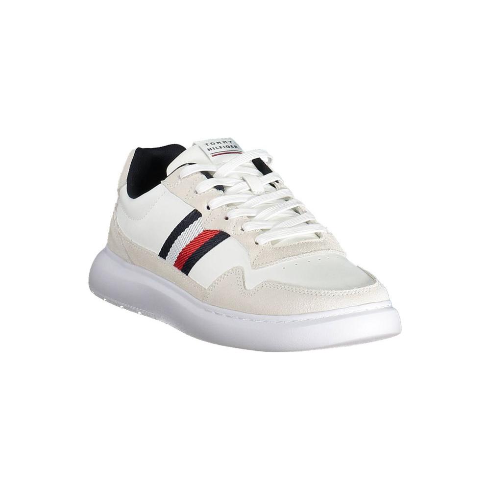 Tommy Hilfiger White Leather Men Sneaker Tommy Hilfiger Light Gray