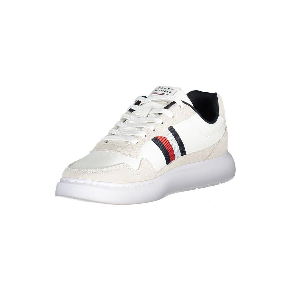 Tommy Hilfiger White Leather Men Sneaker Tommy Hilfiger Light Gray