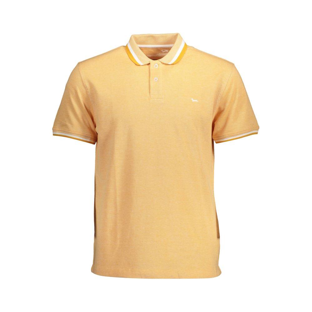 Harmont & Blaine orange cotton men's polo shirt, short-sleeved, regular fit, with contrasting details and logo embroidery.