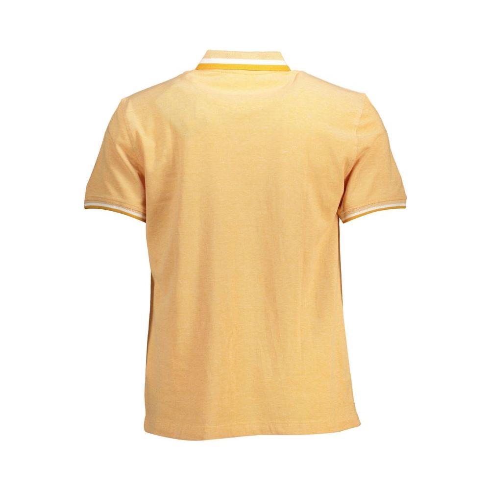Back view of Harmont & Blaine orange cotton men's polo shirt with contrasting details and signature logo, perfect for stylish casual wear.