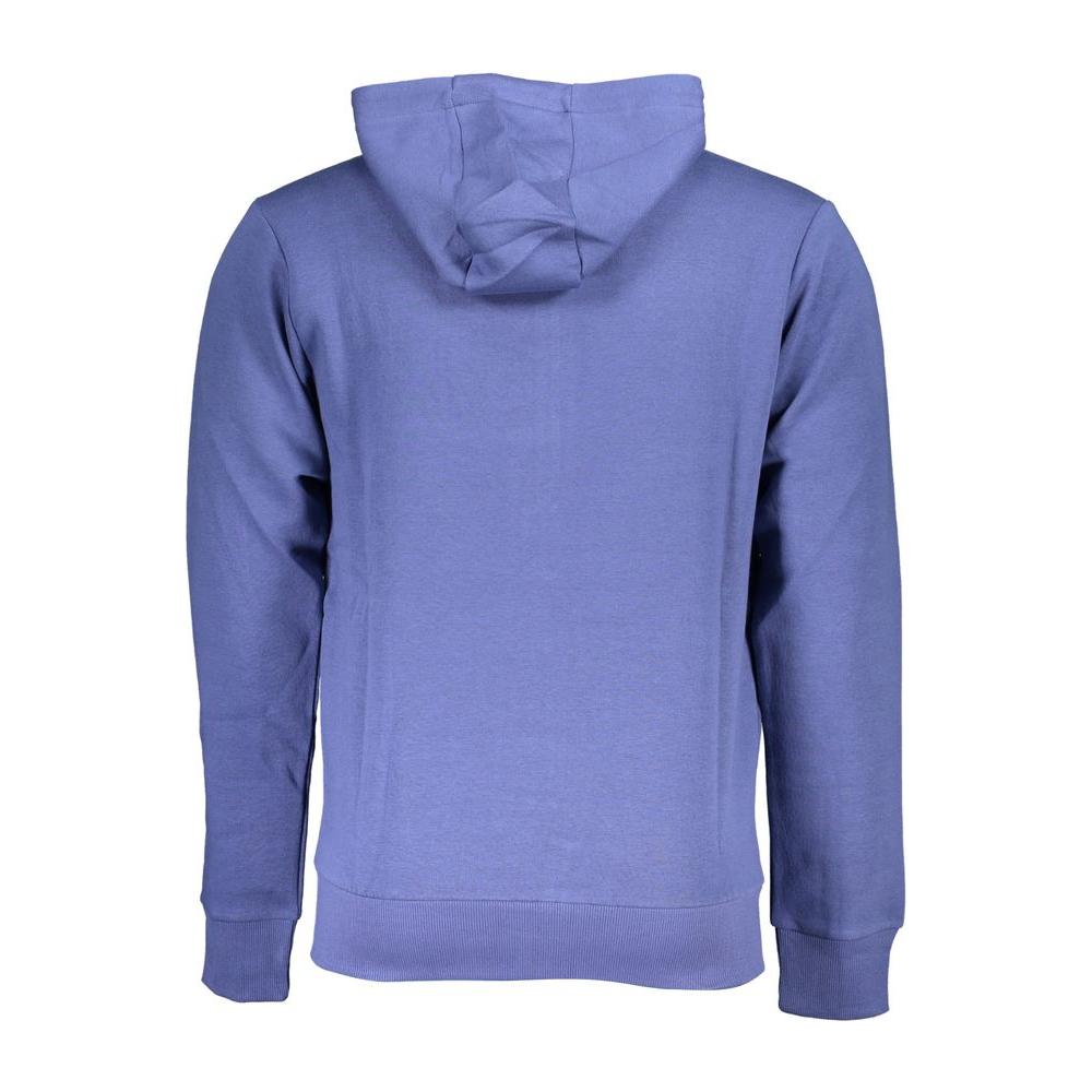 Back view of U.S. Grand Polo blue hooded sweatshirt with embroidered logo, featuring cozy hood and practical design for casual elegance.