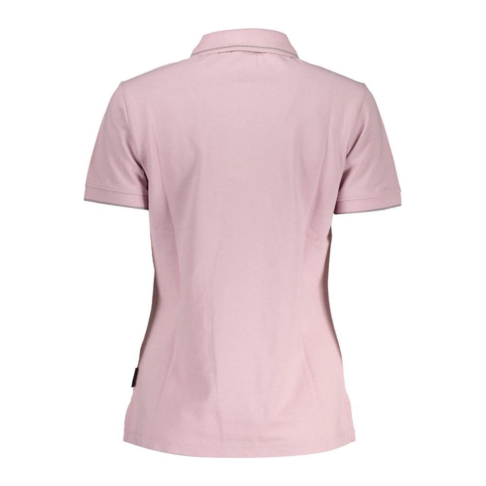 Back view of Napapijri Pink Cotton Women Polo Shirt showcasing its chic sporty design and high-quality craftsmanship.