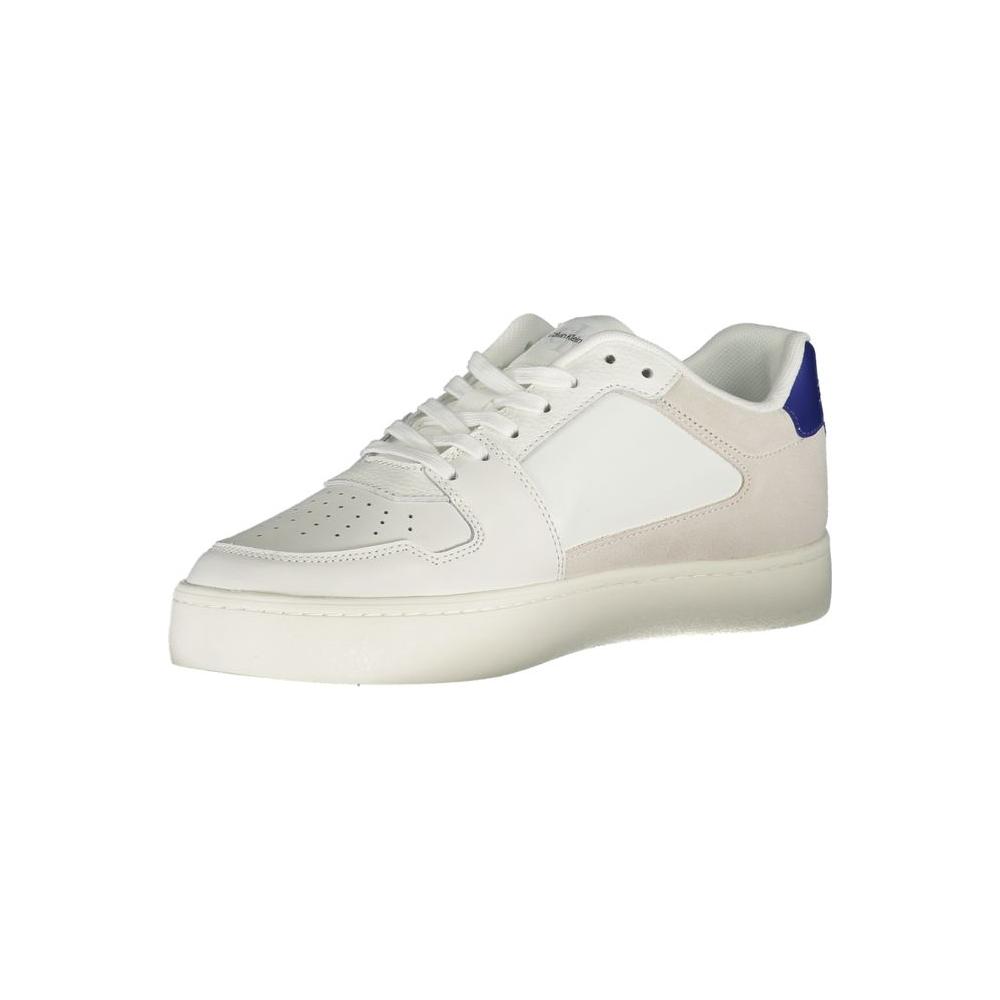 Calvin Klein White Leather Mens Sneaker Calvin Klein Light Gray