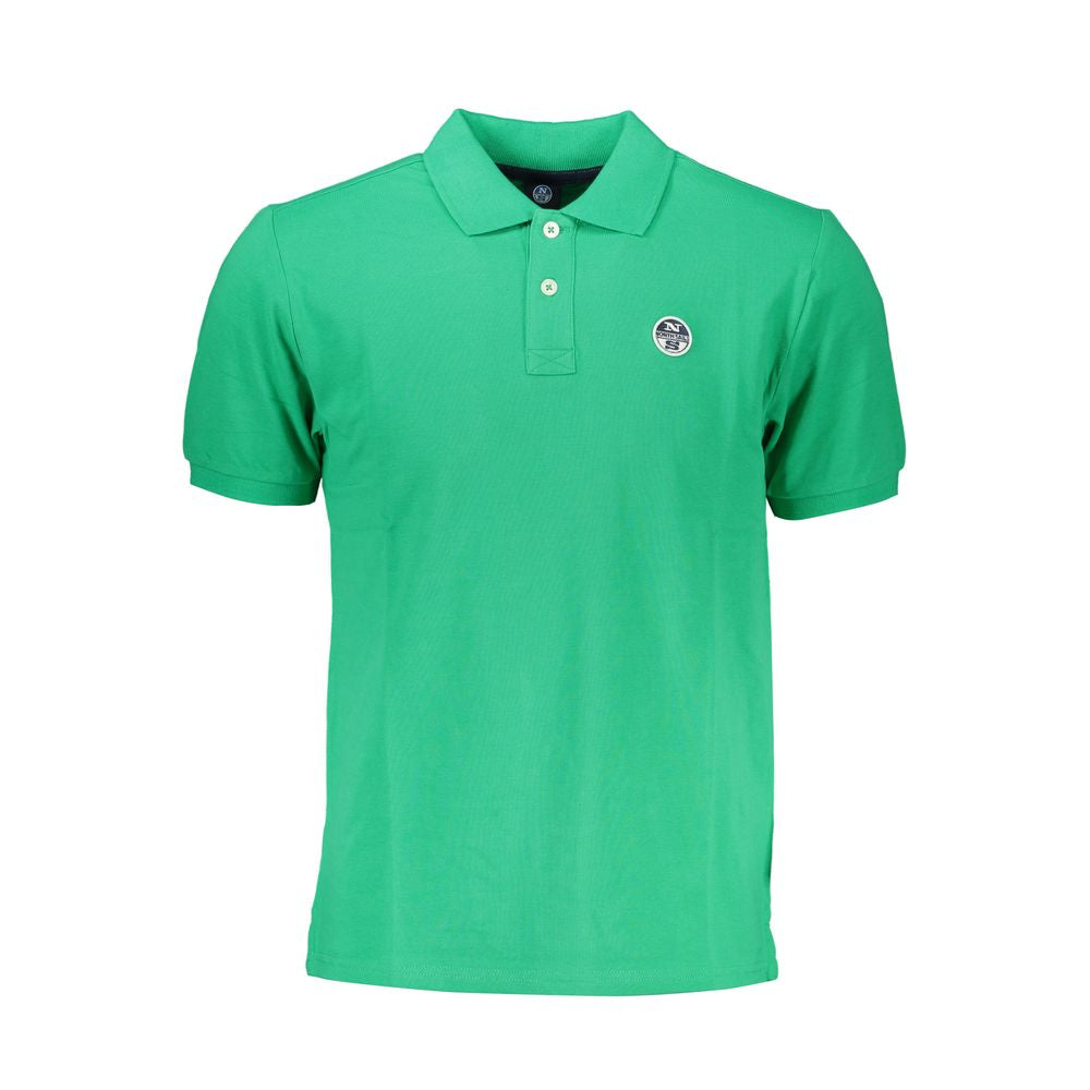North Sails green cotton polo shirt, short-sleeved with two buttons and logo application.