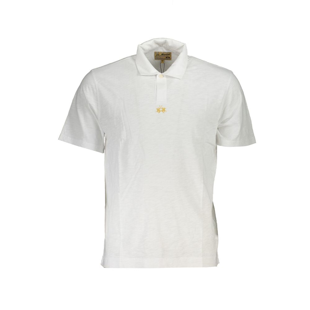 La Martina Pristine Cotton Polo with Chic Embroidery La Martina Light Gray