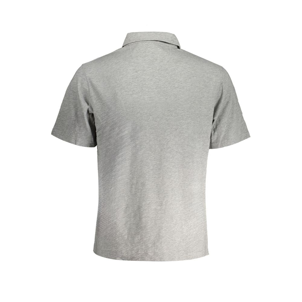 Back view of La Martina gray cotton men's polo shirt with a regular fit and classic style.