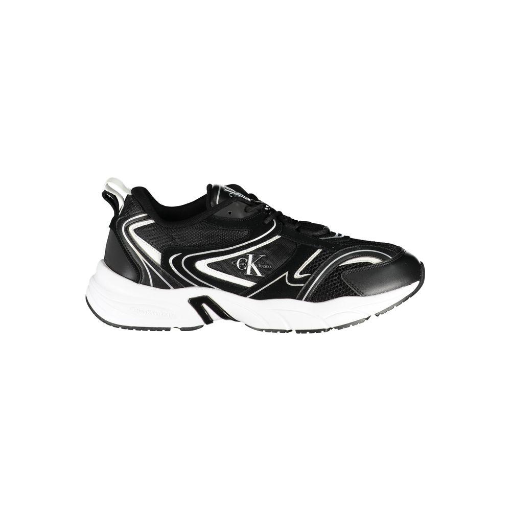 Calvin Klein Sleek Black Lace-Up Sneakers with Contrast Details Calvin Klein White Smoke