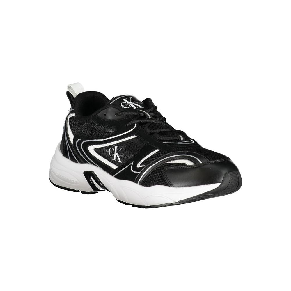Calvin Klein Sleek Black Lace-Up Sneakers with Contrast Details Calvin Klein Light Gray