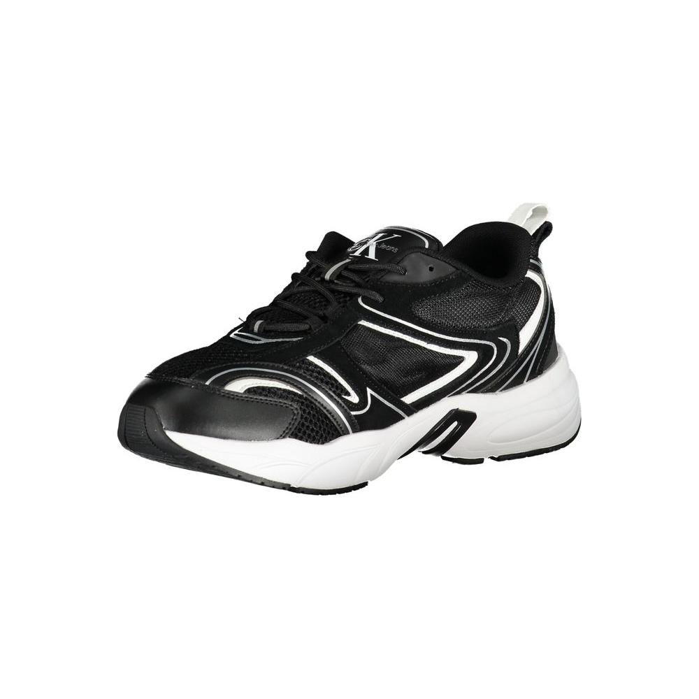 Calvin Klein Sleek Black Lace-Up Sneakers with Contrast Details Calvin Klein Light Gray
