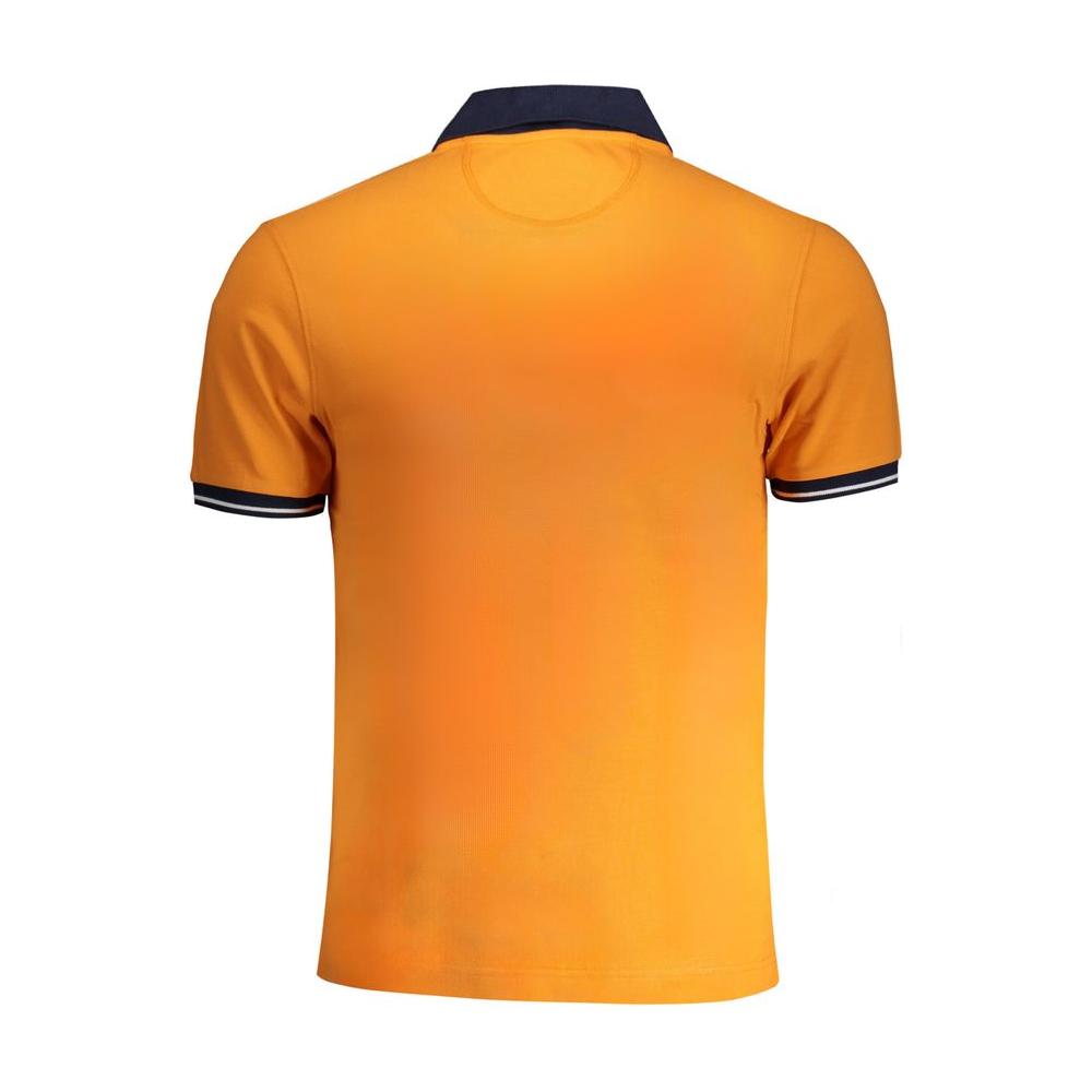 Back view of La Martina Orange Cotton Polo Shirt with short sleeves, slim fit, contrast details and logo embroidery.