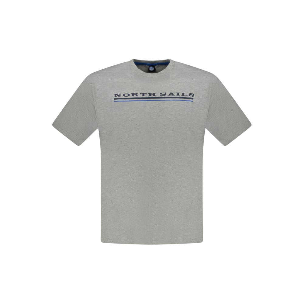 North Sails gray cotton men's t-shirt with crew neck and bold logo print, showcasing nautical heritage and luxurious comfort.