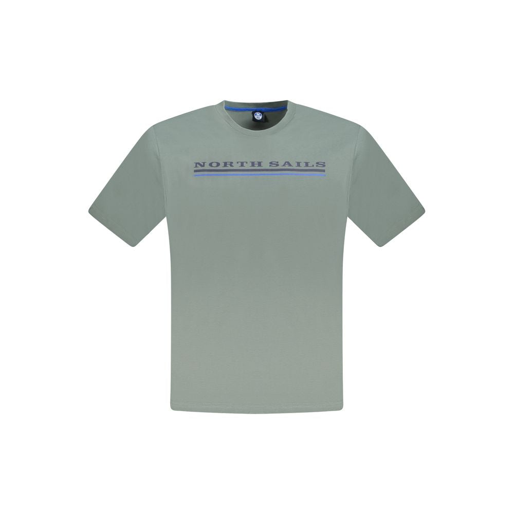 North Sails green cotton men's t-shirt with logo and print, crew neck, short sleeves, 100% cotton, vibrant hue, nautical style