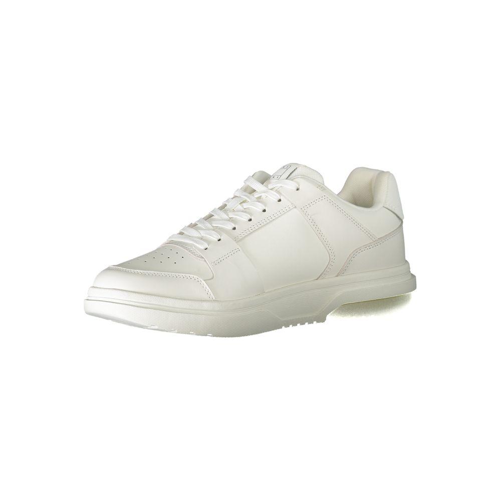Tommy Hilfiger White Leather Men Sneaker Tommy Hilfiger Light Gray