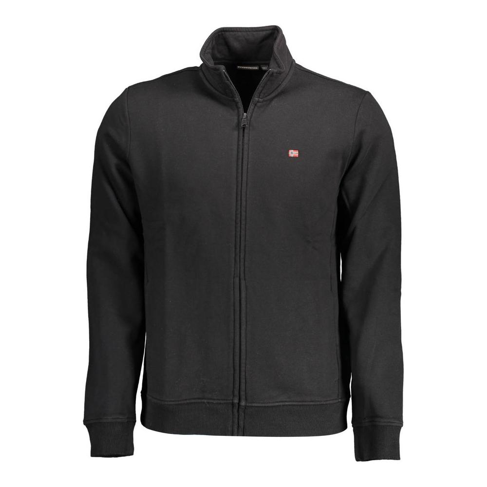 Napapijri Black Cotton Men Sweater Napapijri Dark Slate Gray
