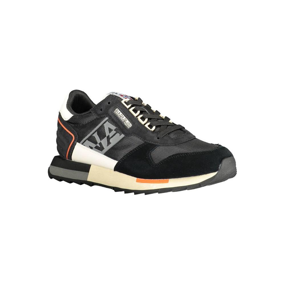 Napapijri Black Leather Men Sneaker Napapijri Dark Slate Gray