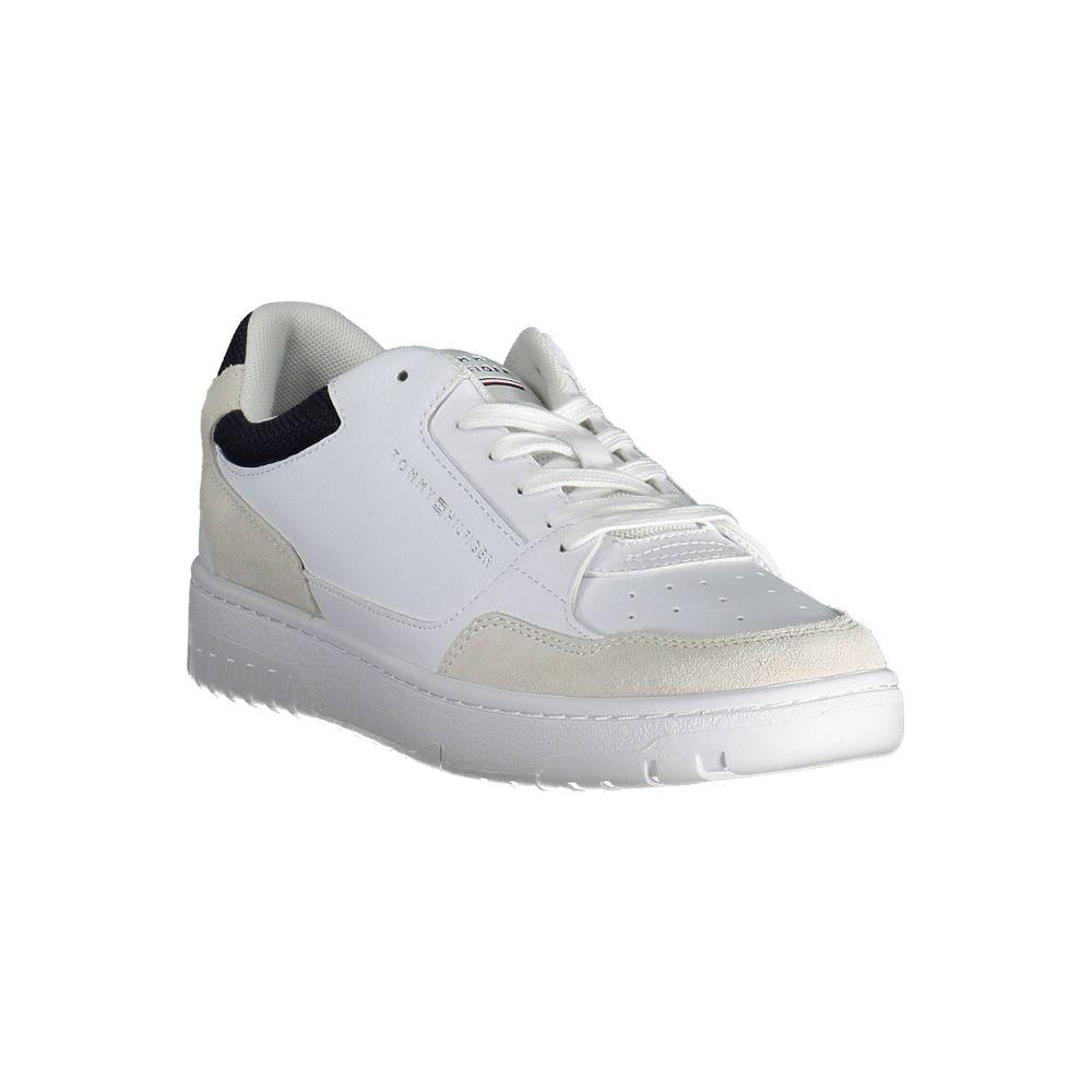 Tommy Hilfiger White Leather Men Sneaker Tommy Hilfiger Gray
