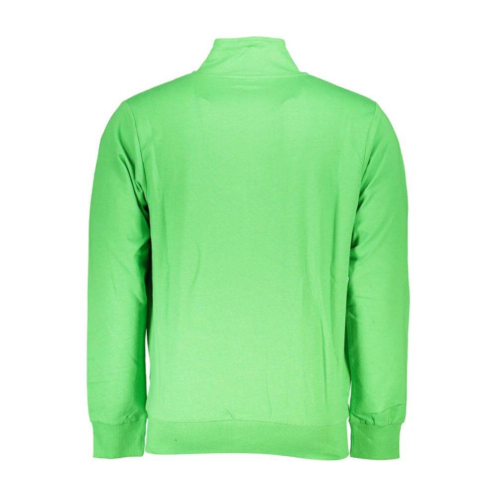 U.S. Grand Polo green cotton men's sweater, high collar design, back view