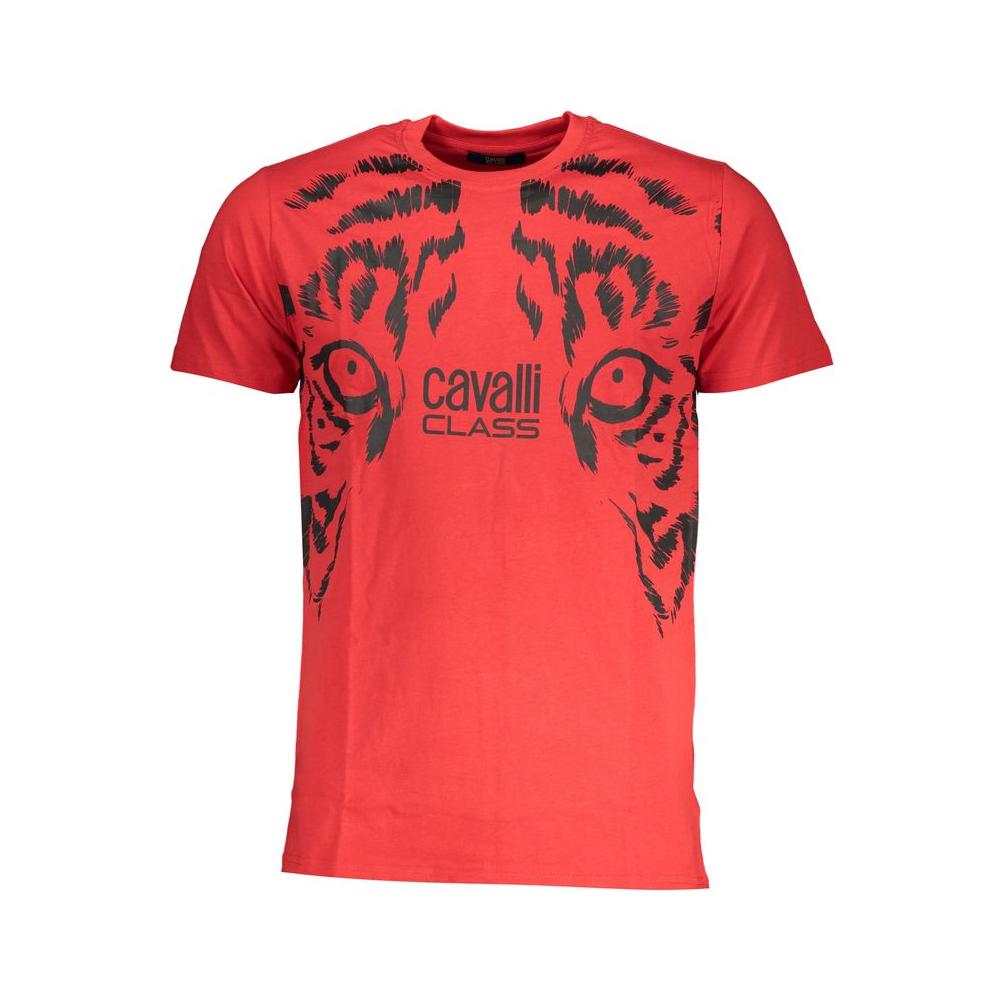 Cavalli Class Red Cotton T-Shirt Cavalli Class Tomato