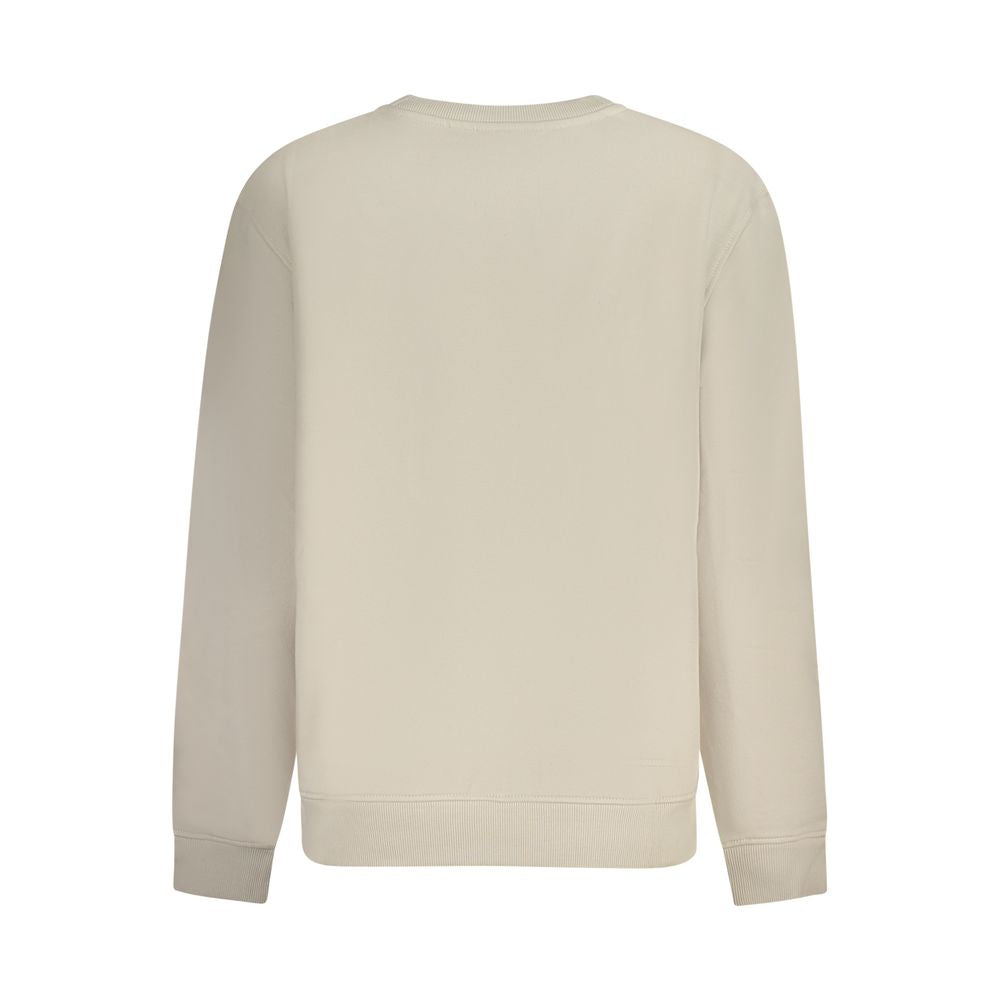Back view of Calvin Klein beige cotton women's sweater, showcasing its simple design and comfortable fit.