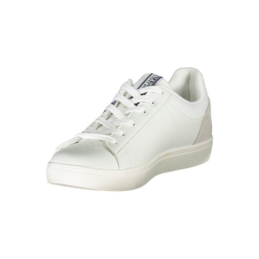 Napapijri White Leather Men Sneaker Napapijri Light Gray